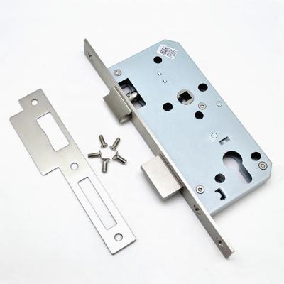 China 201/304/316 55/60/65/70/80mm European stainless steel counterflow mortise door lock body 55*72/SUS304 mortise door lock/lock case en1634 for sale