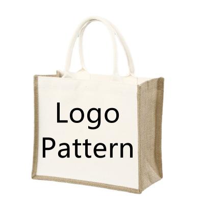 China Hot Sale YIMYIK Character Folding Jute Handled Shopping Bag Logo Designer Casual Custom Tote Bag for sale