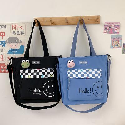 China 2022 YIMYIK Oxford Shopping Bags Cartoon Handled Carry Bag Cute Frog Tote College Student Bag Schoolbag for sale