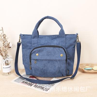 China YIMYIK 2022 Handled Literary Corduroy Messenger Bag Simple Soft Shoulder Bag Women Shopping Bags for sale