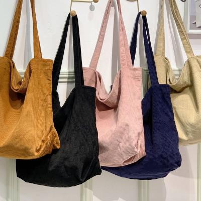 China Simple Fashion Cotton Corduroy Fabric Bag Women Customized Canvas Eco-friendly Shoulder Bag for sale