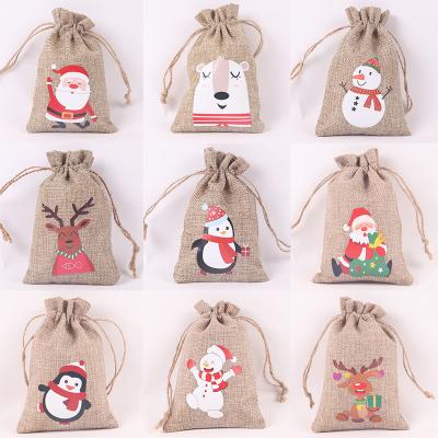 China Hot-selling Cotton Santa Claus Christmas Gift Drawstring Drawstring Canvas Storage Bag YIMYIK for sale