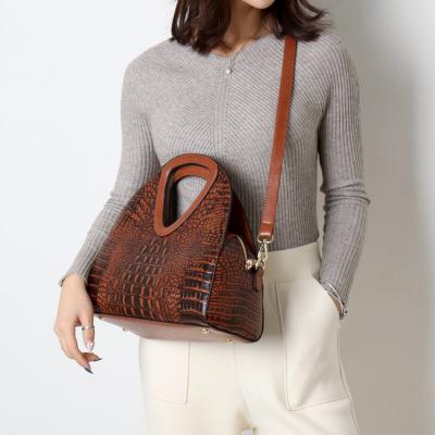 China 2021 New Fashion Design Statement Handles Women Shoulder Bags Crocodile Leather Tote Bag Alligator for sale