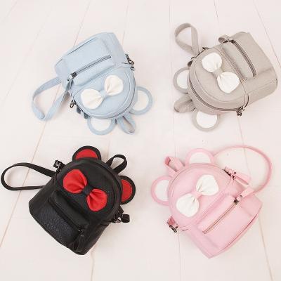 China The latest fasion 2021 new design women shoulder bags pu mickey bow ear leather small backpack for baby for sale