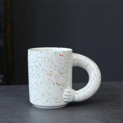 China 2021 New Viable Ceramic Coffee Mug Pottery Mugs With Big Handle Handmade Ceramic Mugs for sale