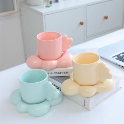 China Sustainable Ceramic Ins Cup Breakfast Nordic Floral Coffee Cup With Saucer Cute Ceramic Mugs for sale