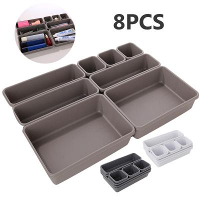 China 8pcs Home Bathroom Makeup Storage Household Drawer Organizer Kitchen Bathroom Closet Desk Box Table Jewelry Organizer for sale