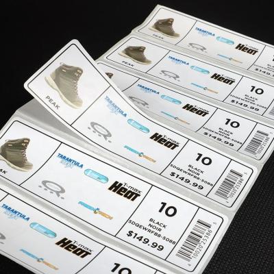 China New Design Waterproof Offset Printed Brand Logo Shoes Packing Price Tags Barcode Label Sticker For Shipping for sale