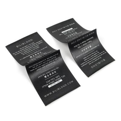 China Sustainable Silk Care Label Center Ply Eco - Friendly Custom With Screen Printed Satin Wash Care Labels For Clothing for sale