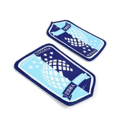 China Laser Cut Iron On Soccer Team Name Logo Machine Woven Custom Sport Cloth Patch And Badge For Uniform Apparel for sale