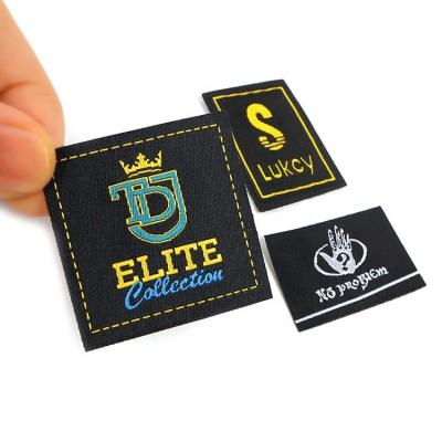 China Viable Logo For Clothes Sewing On Brand Logo Woven Textile Label Apparel Patch For Clothes for sale