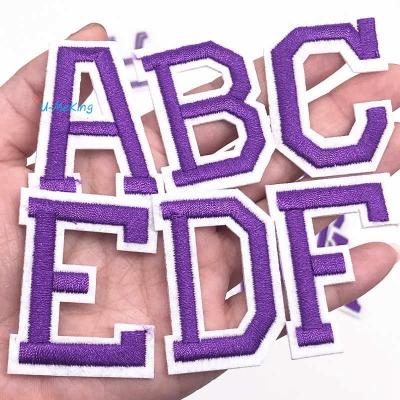 China 26pcs/set 3D Color English Alphabet Letter A-Z Applique Iron On Letters Patch Purple For Clothing Badge Paste For Clothes Bag Shoes for sale