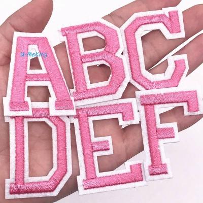 China 1pcs Pink 3D A-Z English Alphabet Letter Applique Iron On Letters Patch For Clothing Badge Paste For Clothes Bag Shoes for sale