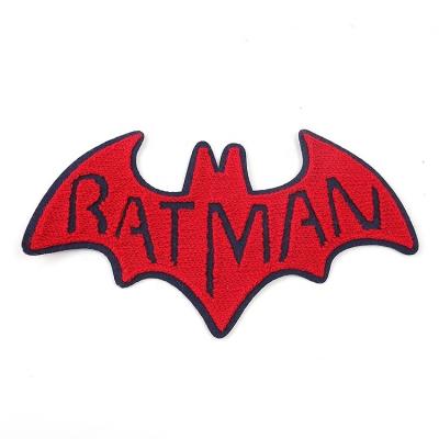 China Custom 3D Chenille Patches Big Red Bat Logo Fabric Embroidery With Sew-on Backing for sale