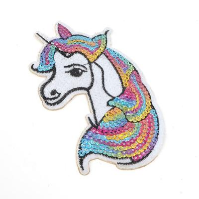 China 3D New Designs Custom Embroidery Patches Unicorn Design Popular Transfer Sequin for sale