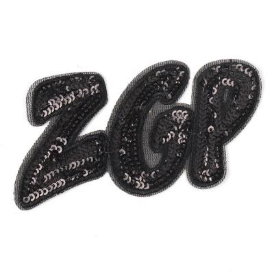 China 3D Iron On Sequin Letters Custom Embroidered Letter Design Sequin Patches Badge For Clothes Applique for sale