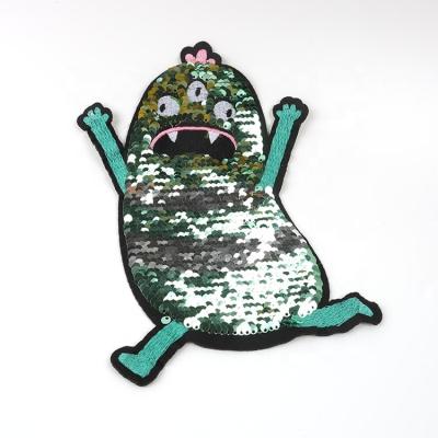 China 3D cute monster sequin custom sequin embroidery patches sequins sequins ripoffs for kids fabric for sale