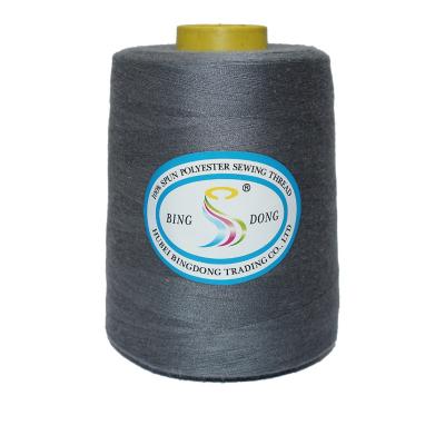 China High tenacity 50S/2 industrial use 5000m/cone black spun polyester sewing thread with silicon oil for sale