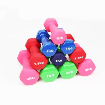 China Plastic Dip In Vinyl Coated Premium Colored Neoprene Dumbbell Strength Training Weight Lifting Fitness Hex Dumbbell Set for sale