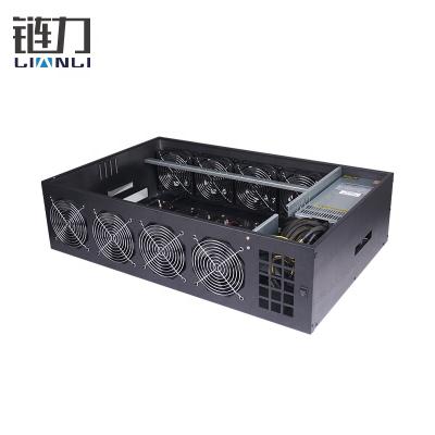 China With fan 65mm silent gpu case 8 gpu split case with 2000w low noise power supply and quiet fan for sale