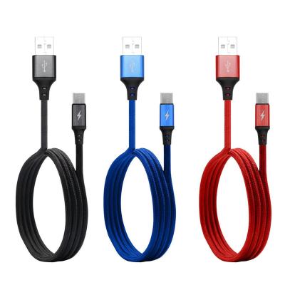 China MP3/MP4 Nylon Braided Type USB C Cable Data Sync Cord Mobile Phone 2A Player 3FT Fast Charging Cable for sale