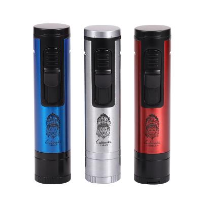 China Durable Butane Lighter Gas Lighter Cigar Smoking Tool With Holder Cigar Punch Needle Cigarette Lighter Cigars Accessories for sale