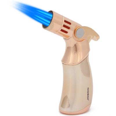 China Durable Butane Gas Gun Jet Four Flame Cigar Torch Refillable Deluxe Lighter for sale