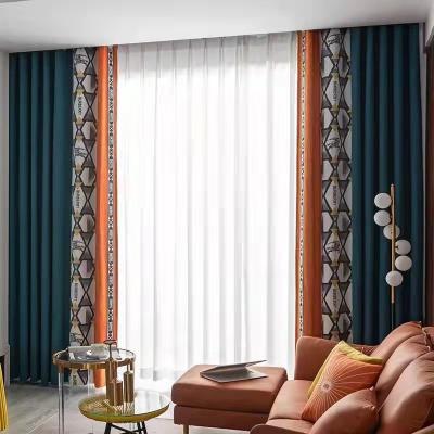 China Seamless Blackout Stitching Finished Curtains For Luxury Living Room Chenille for sale