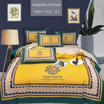 China Nondisposable King Size Cotton Wash Sheet 3 Pieces Noble Family Comforter Set High Quality Bed Set Set for sale