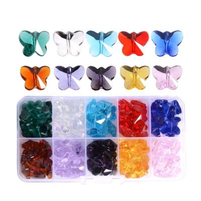 China DIY 100pcs 14mm Crystal Glass Beads Butterfly Beads Glass Beads for Jewelry Making Chandelier Parts for sale