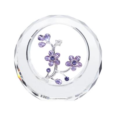 China Europe's Lavender Rose Flower Paperweight Wedding Crystal Opens Valentine's Day Gift for sale