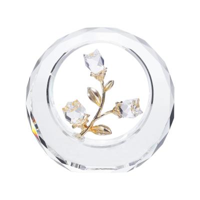 China Europe Clear Crystal Rose Flower Paperweight Wedding Crystal Opens Valentine's Day Gift for sale