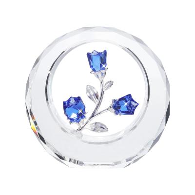 China Europe Rose Folk Crafts Wedding Paperweight Crystal Crafts Valentine's Day Souvenir Blue for sale