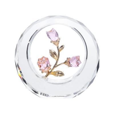 China Europe's Beautiful Pink Crystal Rose Folk Crafts Wedding Crystal Opens Valentine's Day Souvenir for sale