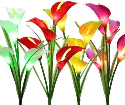 China Solar Power Lily Flower Lights Outdoor Garden Warehouse Stake LED Lawn Decor Light Wedding for sale