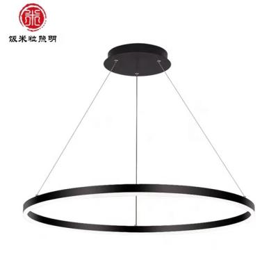 China Modern Acrylic Light Minimalist Room Decoration Ceiling Restaurant LED Pendant Lights Iron Circle Luxury White for sale