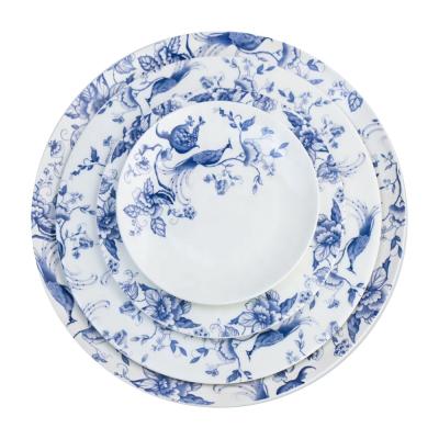 China Sustainable Fine Luxurious Custom Print Dishes Fine Bone China Dinner Set Western Chunyu Dinnerware Sets for sale