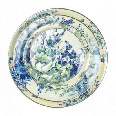 China Chunyu Luxury Viable And Durable Dinnerware Set Gold Rim Wedding Charger Dish Set Bulk for sale