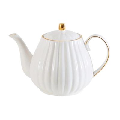 China Viable White Ceramic Milk Coffee Sugar Teapot Healthy Color Porcelain Gold Rim Pot for sale