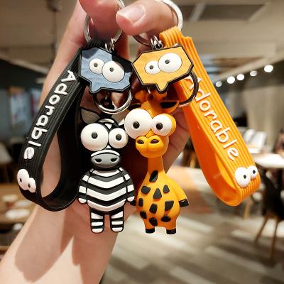 China New Style LEMON Cartoon Giraffe Deer Gift Key Chain Keychain Cute Animal PVC Key Chains Pendant Car Accessories for sale