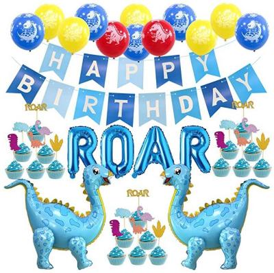 China Birthday LEMON Blue Dinosaur Balloons Jurassic Party Decorations Kid's Birthday Themed Happy Birthday Jungle Party Supplies for sale