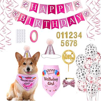 China Party Decorations LEMON Pet Pink Dog Birthday Banner Party Decoration Supplies Cute Latex Balloons Hat for sale