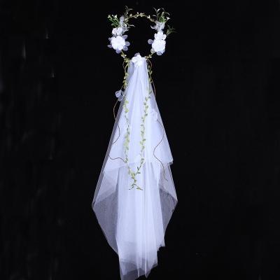 China Pastoral Birthday LEMON INS Flower Cane Wreath Bride Veil Bride To Be Party Supplies Wedding Decoration Photo Handmade Props for sale