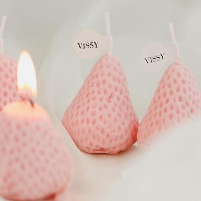 China Birthday LEMON 4 Pcs Strawberry Scented Candles Cake Candle Ins Valentine's Day Wedding Birthday Party Decorations Supplies Gift for sale