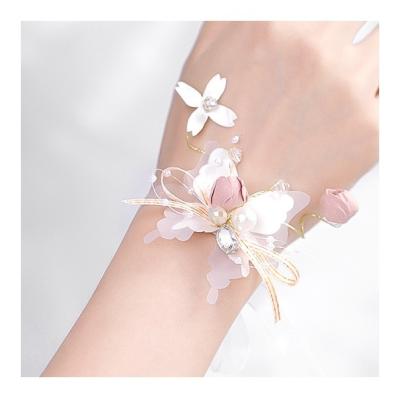 China White Artificial Lemon Flowers Wrist Flower Corsage Bracelet Boutonniere Brooches Birthday Wedding Decorations Party Supplies Graduation for sale