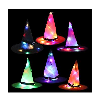 China Hot Halloween LEMON Halloween Hat Led Light Wizard Witch Hat Party Decorations Supplies Kids Boy Girl for sale