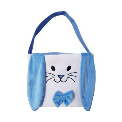 China EASTER LEMON Easter Bunny Basket Egg Bags for Canvas Cotton Candy Rabbit Print Buckets with Tail Fluffy Gifts Bags for sale