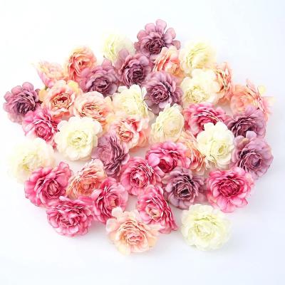 China Lemon 20pcs 5cm Artificial Silk Rose Flowers Home Decor Wedding Party Decorations Valentine's Day Wedding Arch Garden Wall Party Hotel Decorations Garland Handmade DIY Supplies for sale