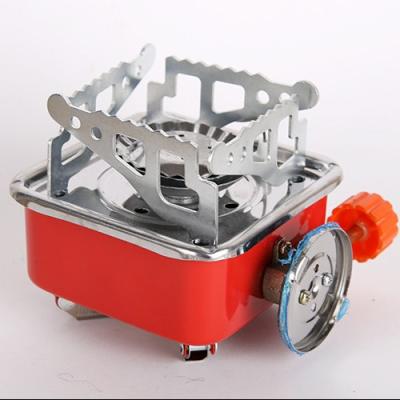 China Outdoor Camping Cooking Fireplace Mini Outdoor Hiking Foldable Square Parts Stainless Steel Camping Gas Stove for sale