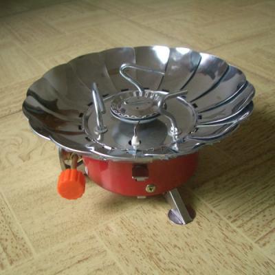 China Stainless Steel Mini Outdoor Foldable Hiking Gas Round Burner Dish Camping Stove for sale